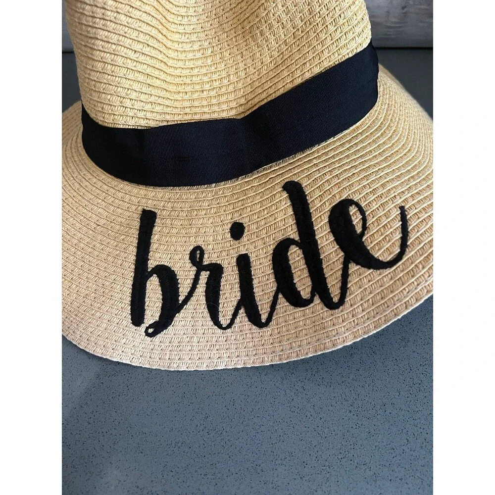 Genuine C.C Bride Wide Brim Straw Floppy Beach Hat with Ribbon